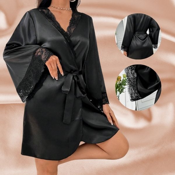 Γυναικεία μεταξένια απαλή ρόμπα νυκτός | NOIRSILK